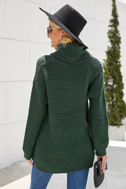 Horizontal Ribbing Turtleneck Sweater - Brinxx Couture