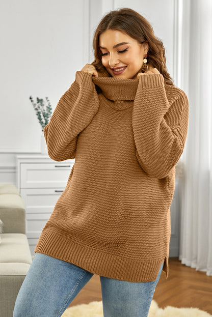 Horizontal Ribbing Turtleneck Sweater - Brinxx Couture