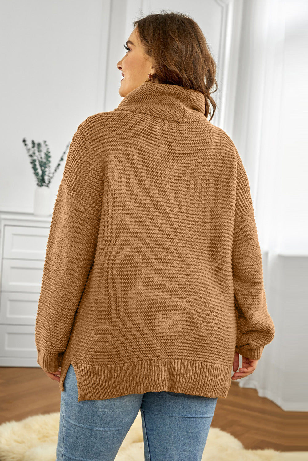 Horizontal Ribbing Turtleneck Sweater - Brinxx Couture