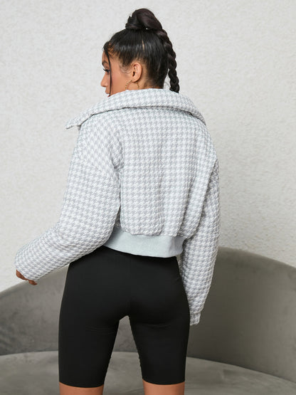 Houndstooth Zip-Up Jacket - Brinxx Couture