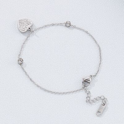 Inlaid Rhinestone Titanium Steel Heart Bracelet - Brinxx Couture