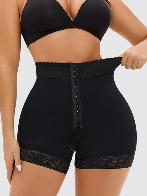 Lace Detail Hook-and-Eye Shaping Shorts - Brinxx Couture