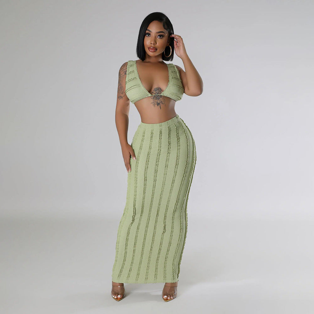 Lace Sleeveless Backless Skirt Set - Brinxx Couture