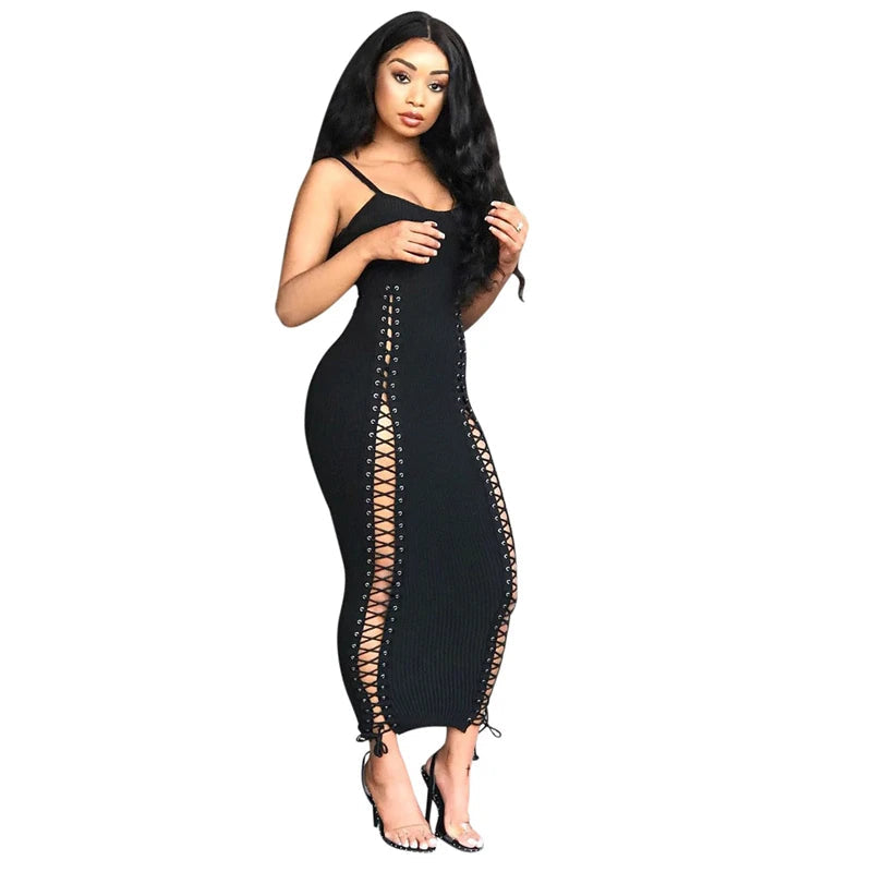 Lace Up Hammock Dress Long - Brinxx Couture