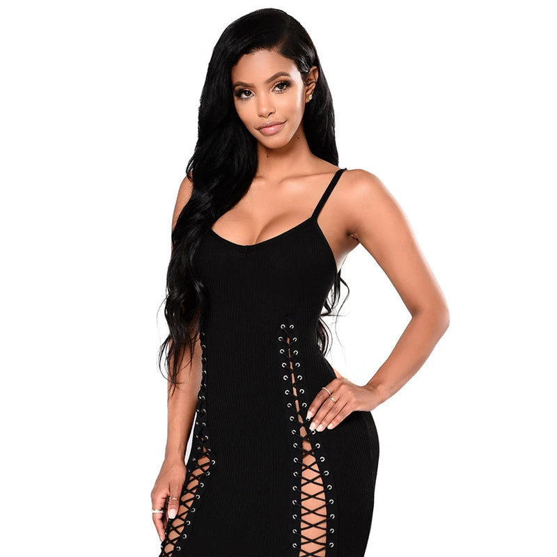 Lace Up Hammock Dress Long - Brinxx Couture