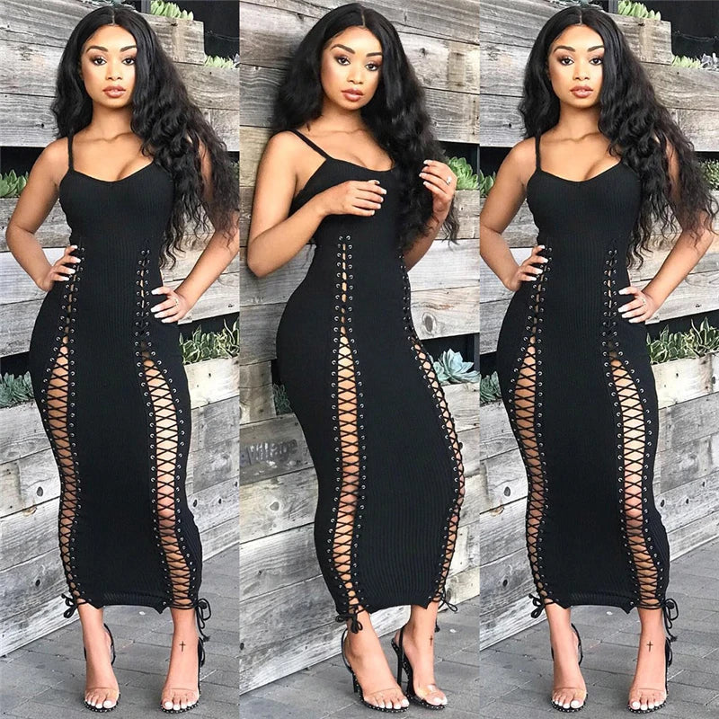 Lace Up Hammock Dress Long - Brinxx Couture