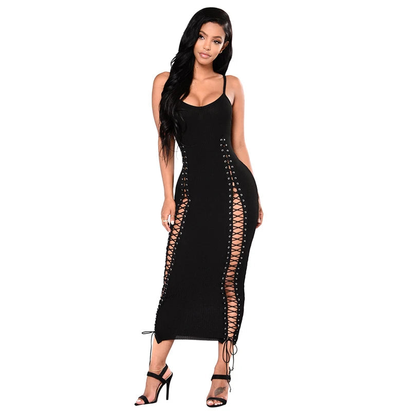 Lace Up Hammock Dress Long - Brinxx Couture