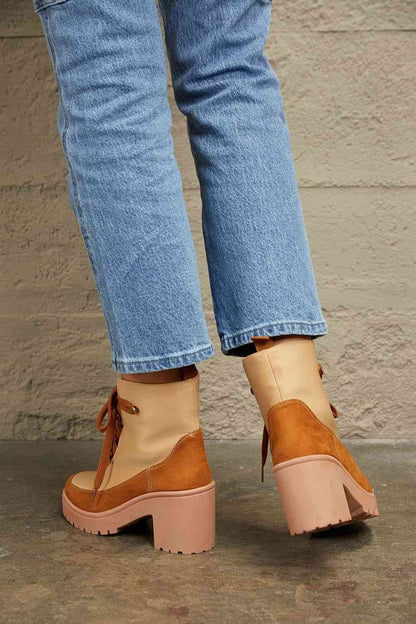 Lace Up Lug Booties - Brinxx Couture