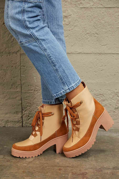 Lace Up Lug Booties - Brinxx Couture