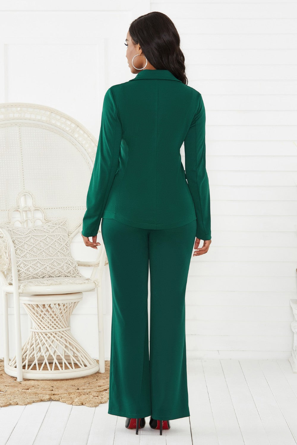 A stylish Lapel Collar Long Sleeve Blazer and Pants Set for women. this piece adds a touch of elegance to your outfit - Brinxx Couture