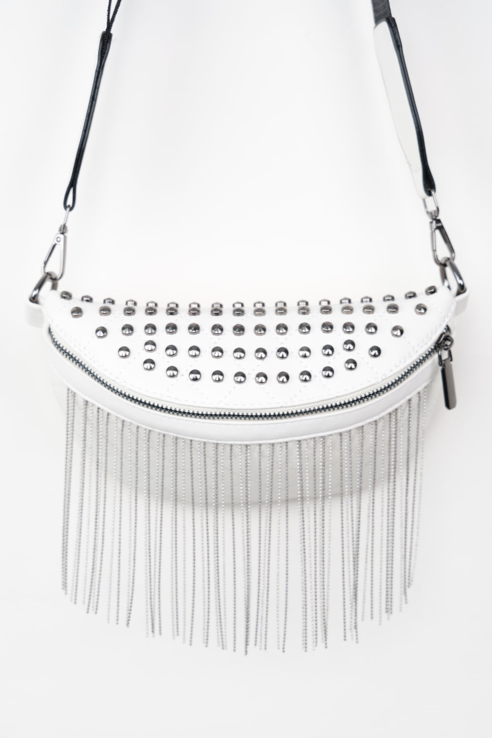 Leather Studded Sling Bag with Fringes - Brinxx Couture