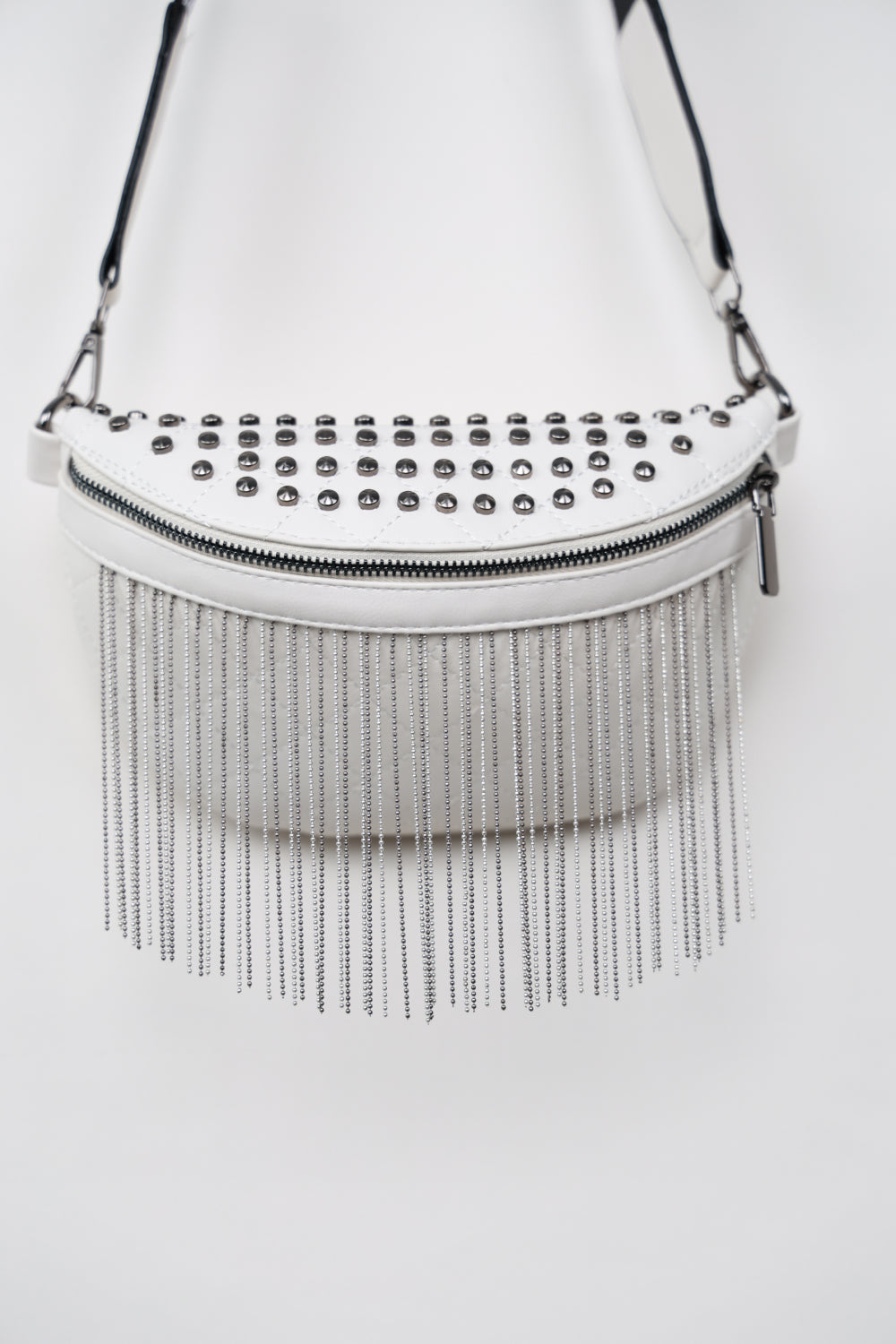 Leather Studded Sling Bag with Fringes - Brinxx Couture