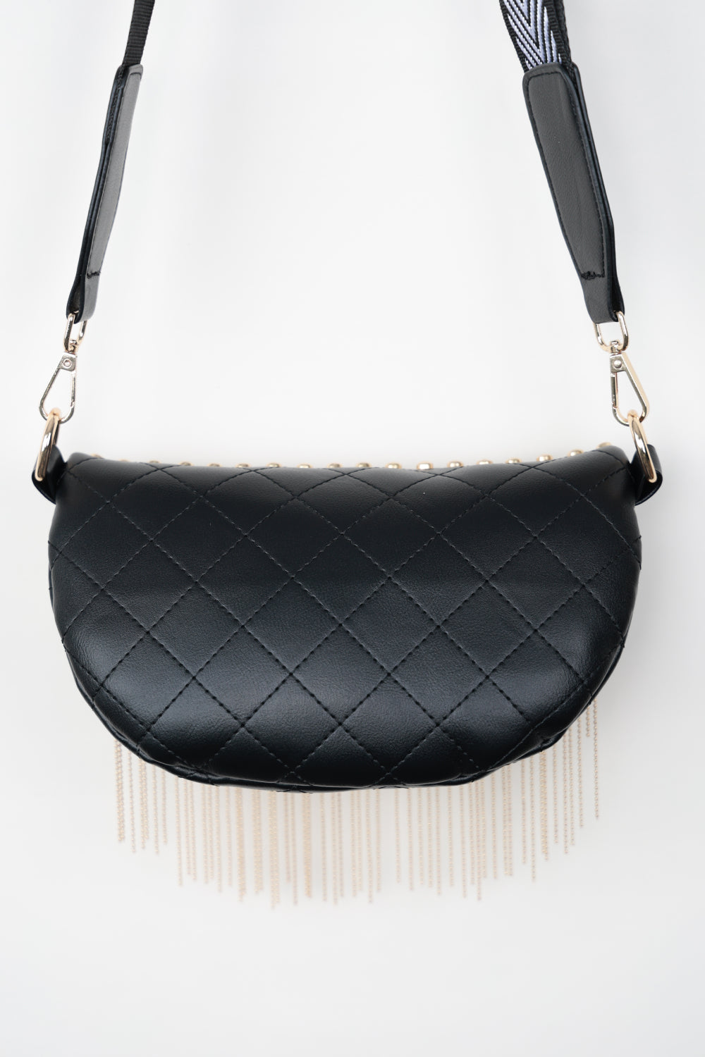 Leather Studded Sling Bag with Fringes - Brinxx Couture