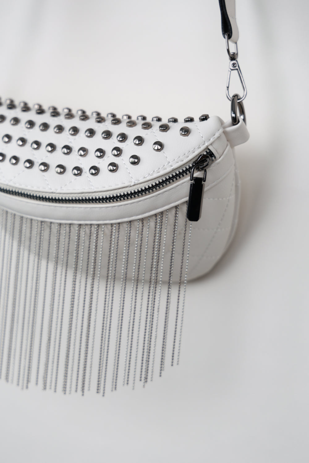 Leather Studded Sling Bag with Fringes - Brinxx Couture