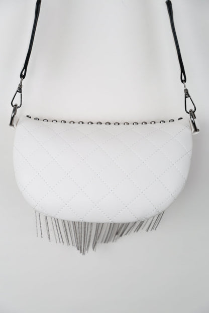 Leather Studded Sling Bag with Fringes - Brinxx Couture