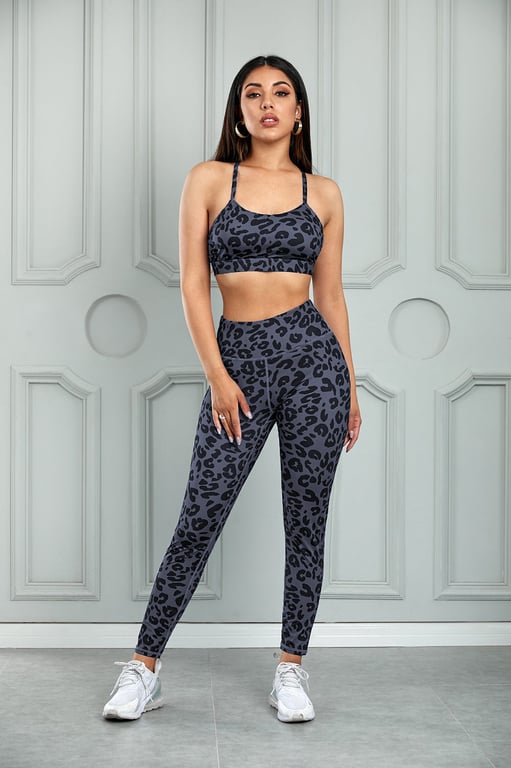 Leopard Sports Bra and Leggings Yoga Set - Brinxx Couture