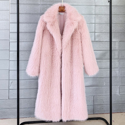 A stylish Long Faux Fur Overcoat for women. this piece adds a touch of elegance to your outfit - Brinxx Couture