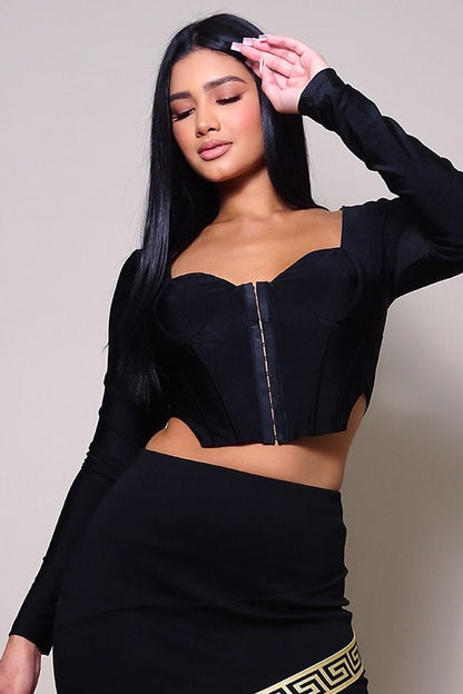 Long Sleeve Corset Top - Brinxx Couture