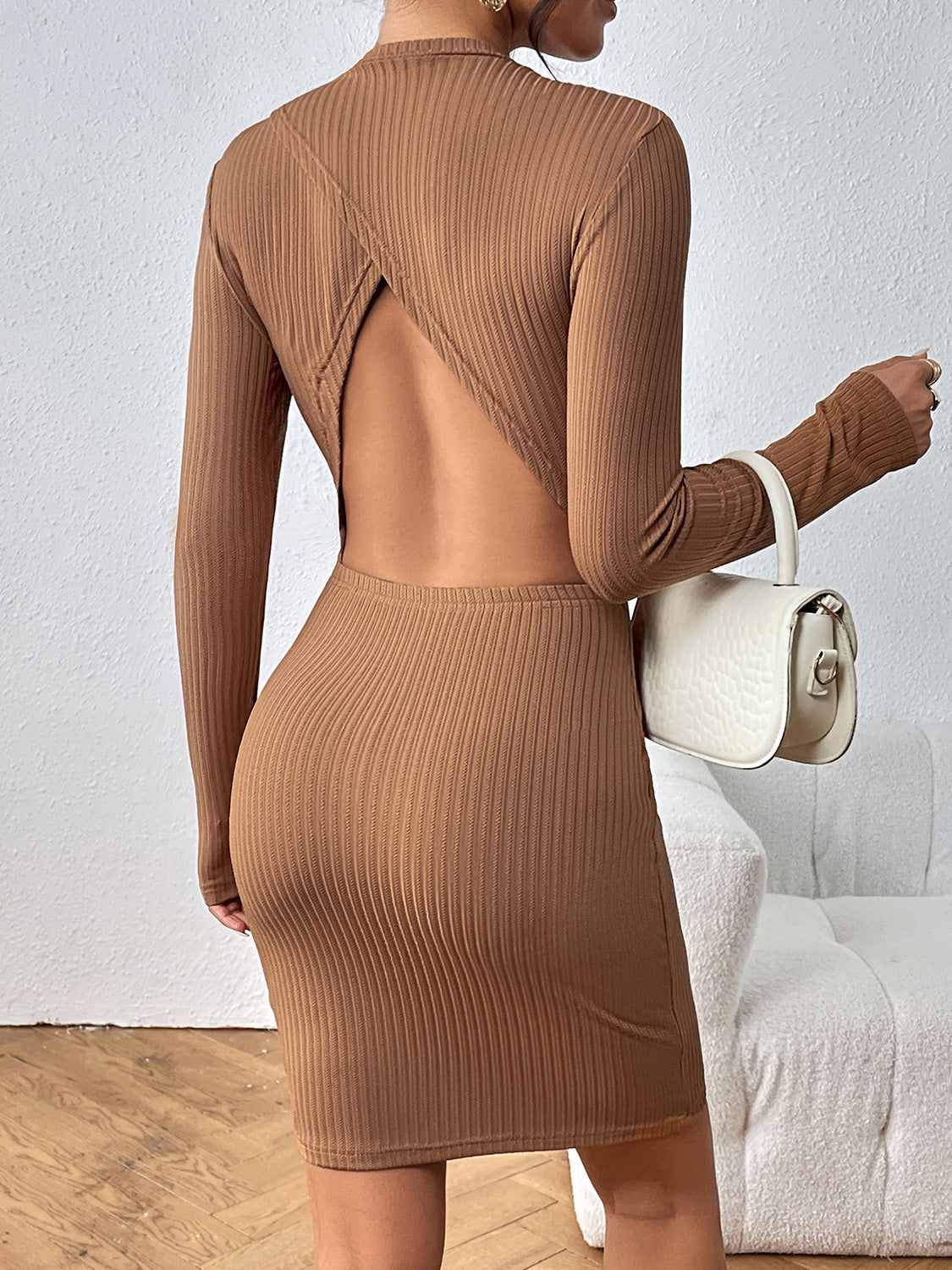 Long Sleeve Ribbed Mini Dress - Brinxx Couture