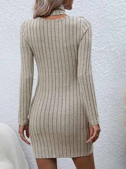 Long Sleeve Ribbed Sweater Dress - Brinxx Couture