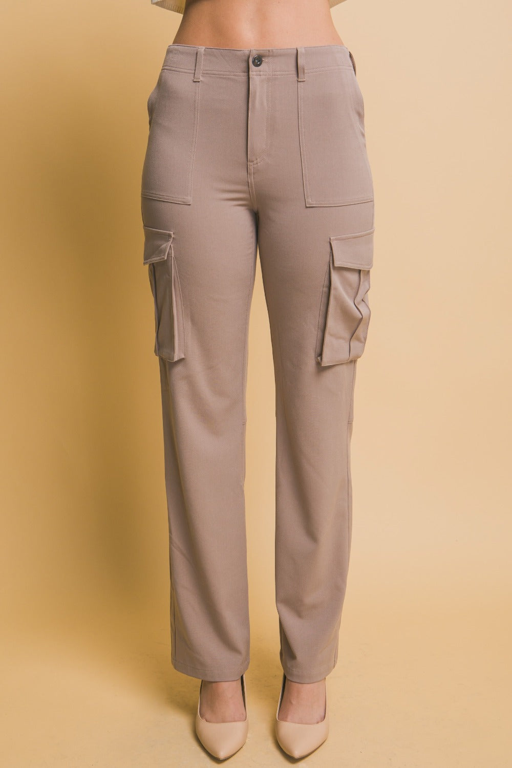 A stylish Love Tree High Rise Cargo Pants with Pockets for women. this piece adds a touch of elegance to your outfit - Brinxx Couture