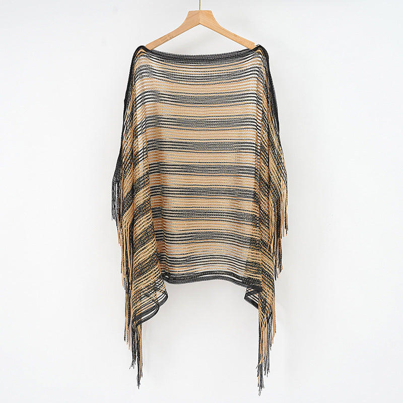 Mesh Sunscreen Striped Shawl - Brinxx Couture