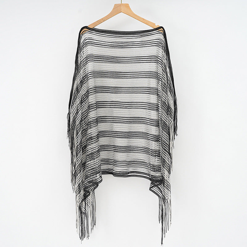 Mesh Sunscreen Striped Shawl - Brinxx Couture