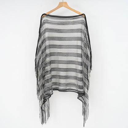 Mesh Sunscreen Striped Shawl - Brinxx Couture