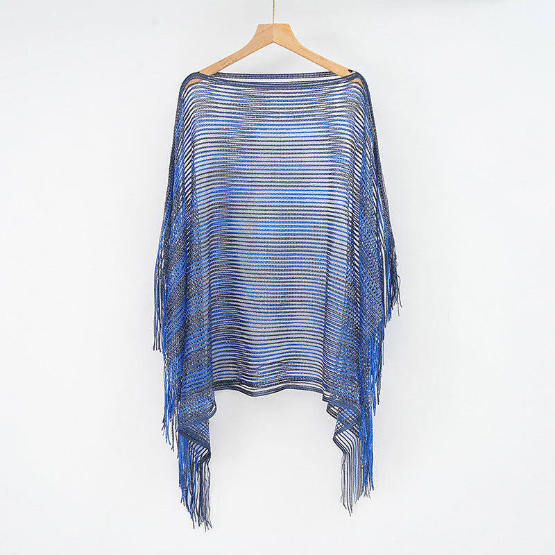 Mesh Sunscreen Striped Shawl - Brinxx Couture