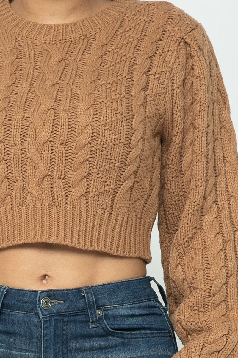 Mocha Cable Pullover Top - Brinxx Couture