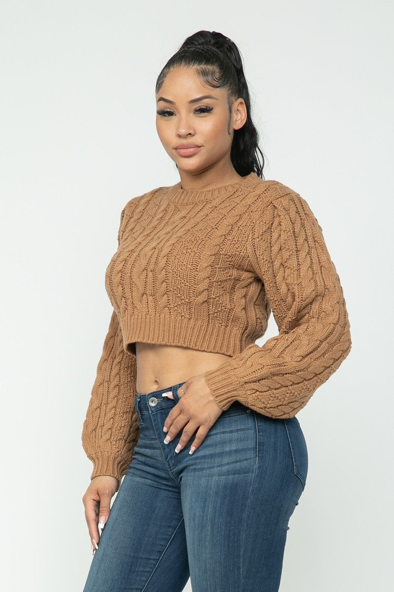 Mocha Cable Pullover Top - Brinxx Couture