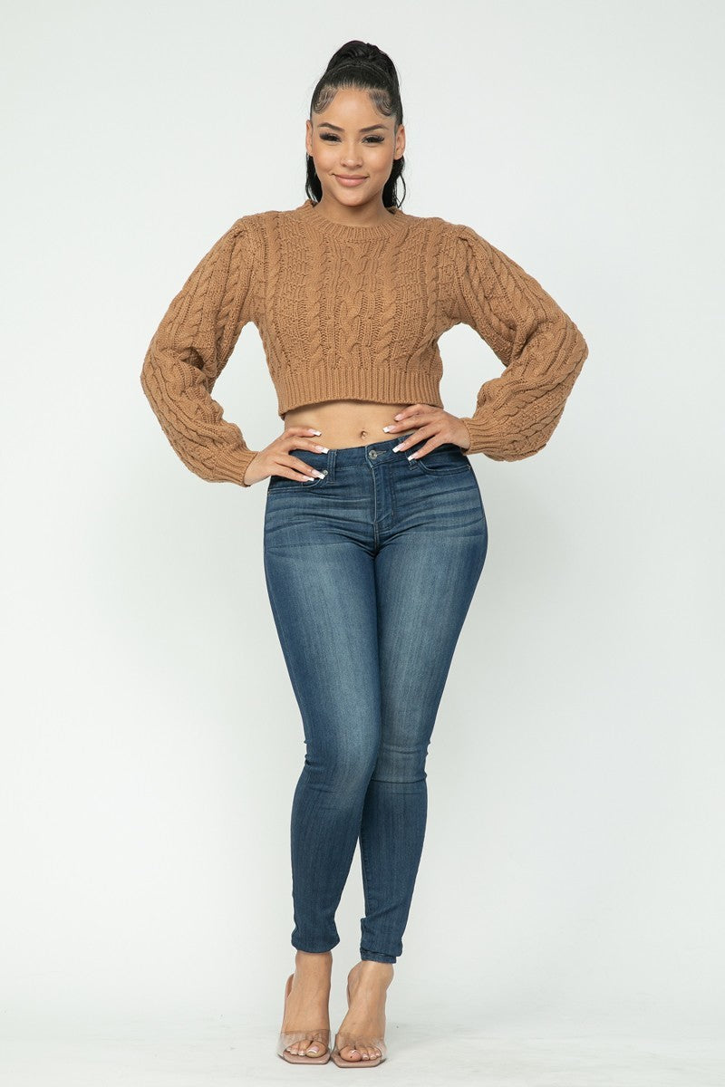 Mocha Cable Pullover Top - Brinxx Couture