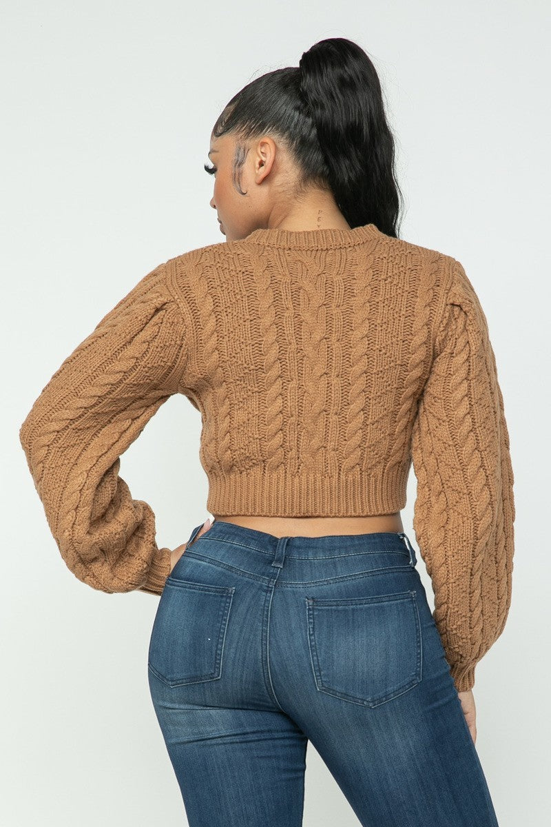 Mocha Cable Pullover Top - Brinxx Couture