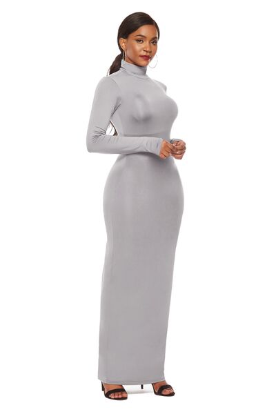 Mock Neck Long Sleeve Maxi Bodycon Dress - Brinxx Couture