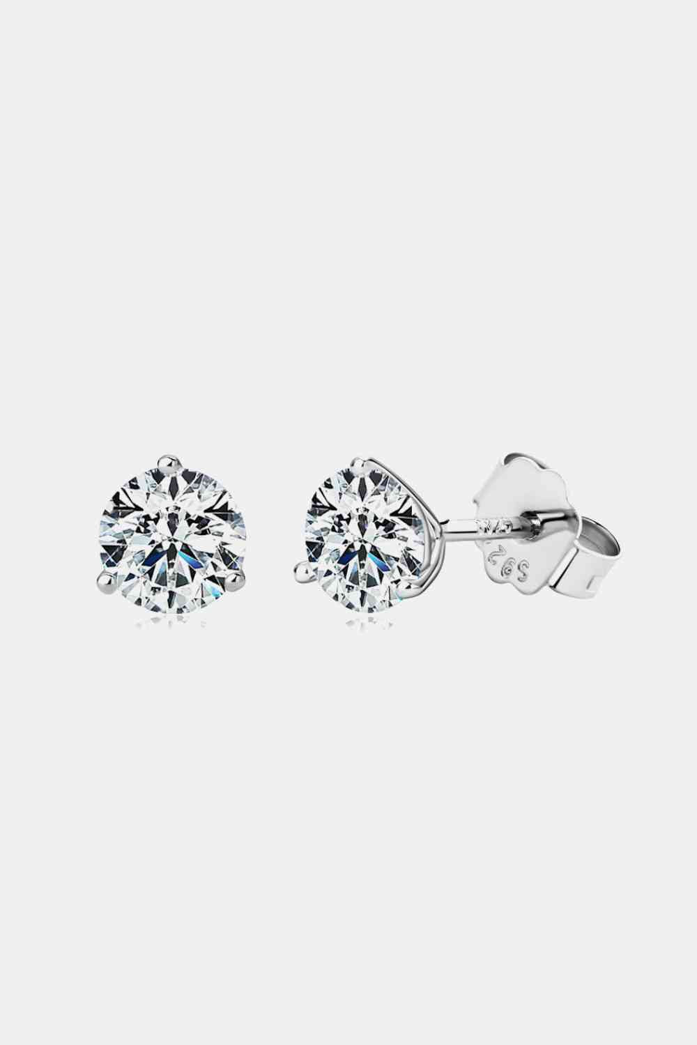 Moissanite 925 Sterling Silver Stud Earrings - Brinxx Couture