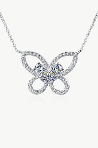 Moissanite Butterfly Pendant Necklace - Brinxx Couture