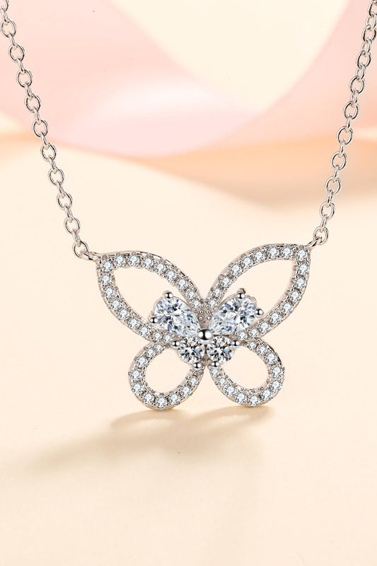 Moissanite Butterfly Pendant Necklace - Brinxx Couture