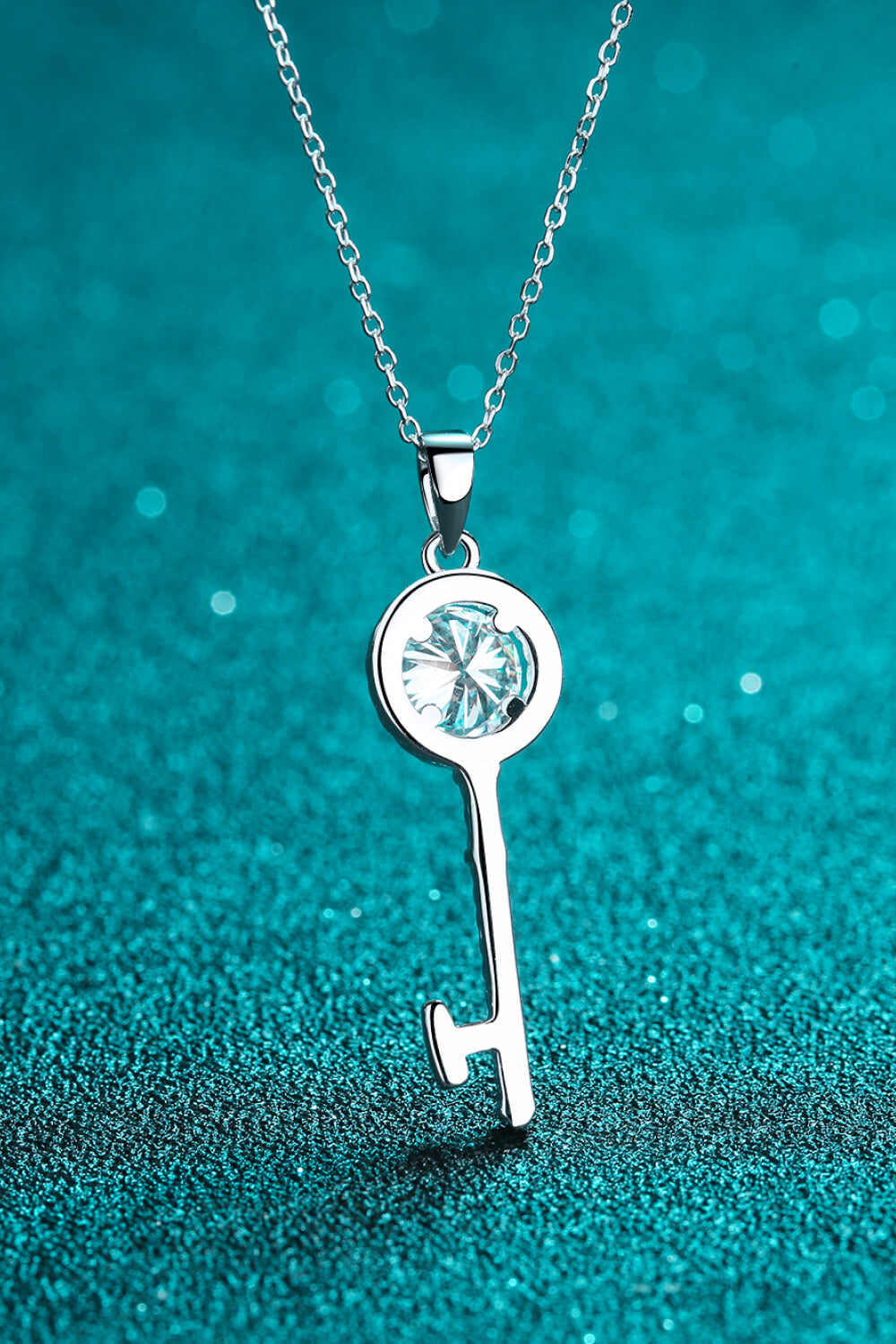 Moissanite Key Pendant Necklace - Brinxx Couture