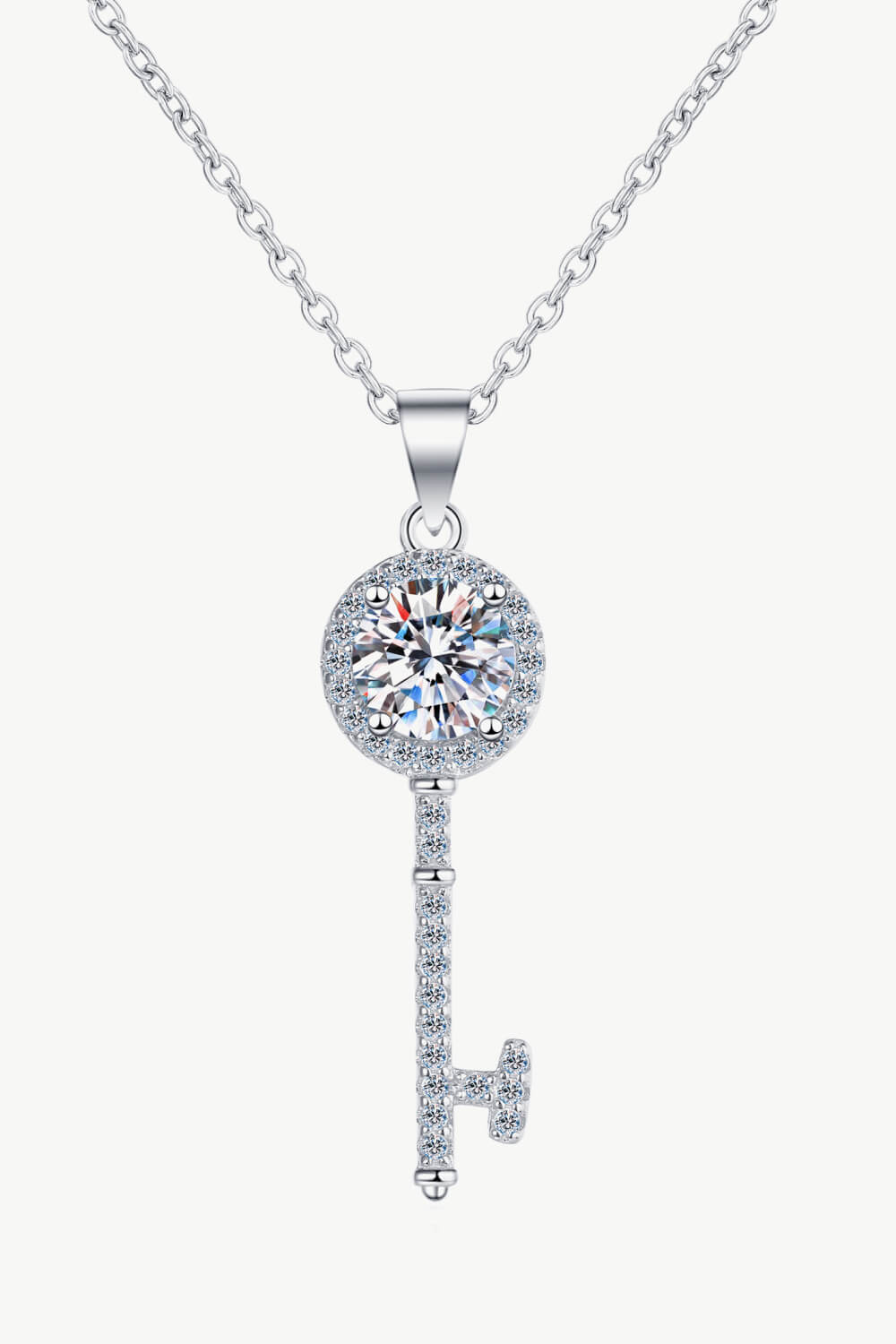 Moissanite Key Pendant Necklace - Brinxx Couture