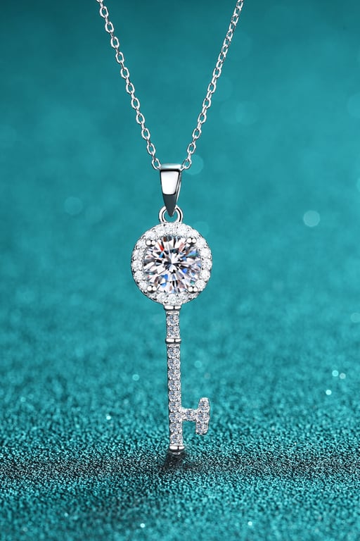 Moissanite Key Pendant Necklace - Brinxx Couture