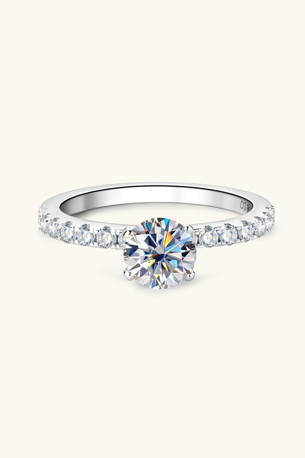 Moissanite Platinum-Plated Side Stone Ring - Brinxx Couture