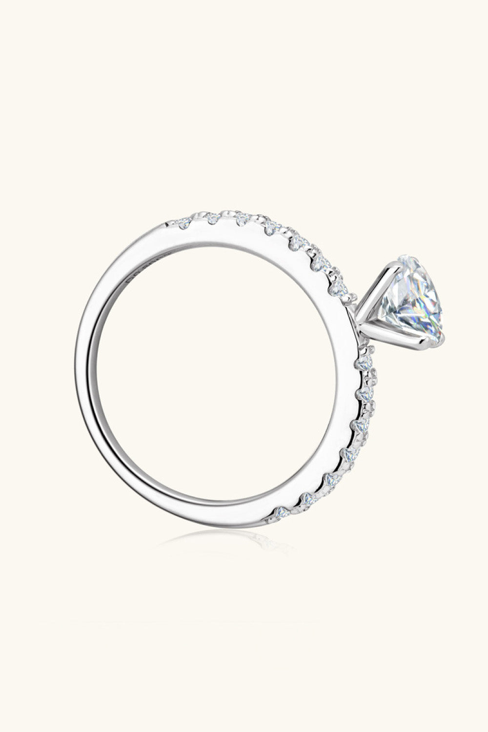 Moissanite Platinum-Plated Side Stone Ring - Brinxx Couture