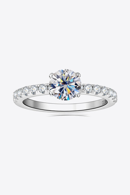 Moissanite Platinum-Plated Side Stone Ring - Brinxx Couture