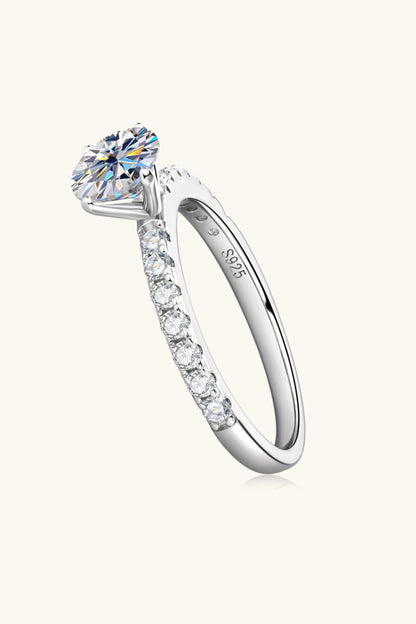 Moissanite Platinum-Plated Side Stone Ring - Brinxx Couture