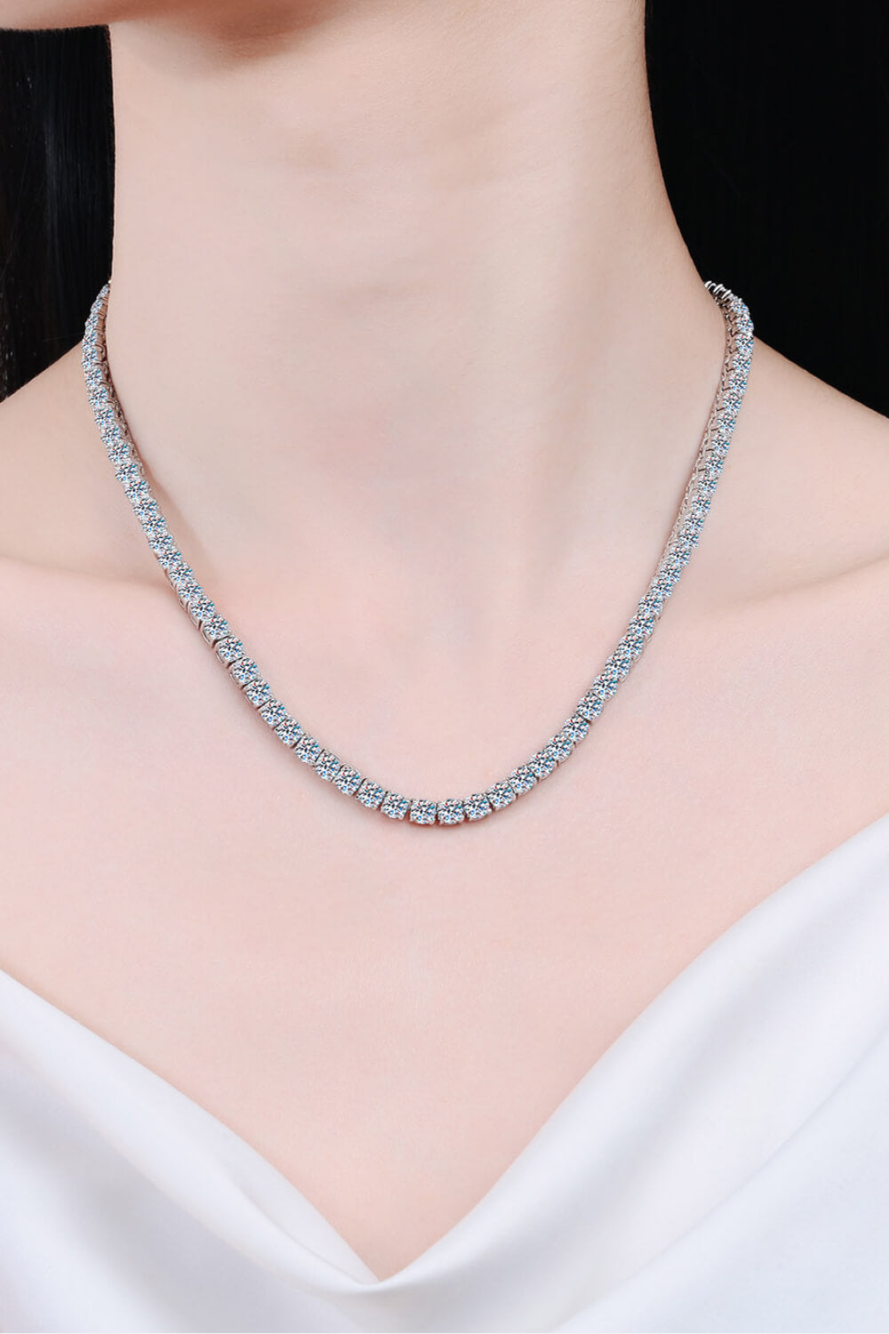 Moissanite Rhodium-Plated Necklace - Brinxx Couture