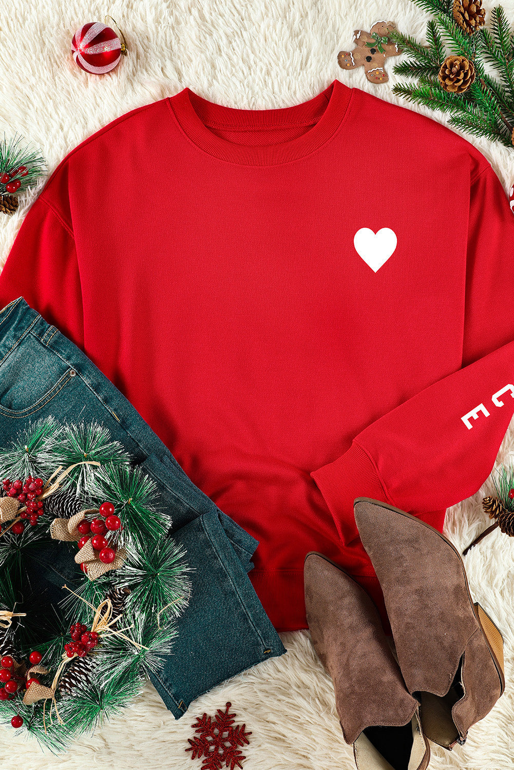 NAUGHTY NICE Heart Graphic Sweatshirt - Brinxx Couture