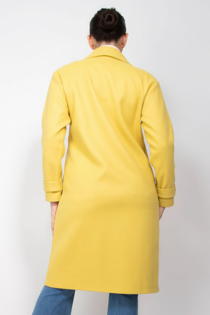 Notch Lapel Woven Coat with Side Pockets - Brinxx Couture