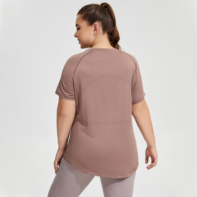 Plus Size Short Sleeve Yoga Shirt - Brinxx Couture