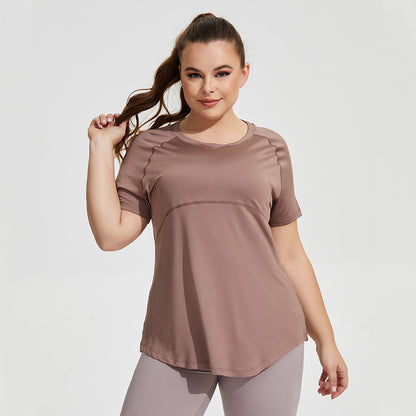 Plus Size Short Sleeve Yoga Shirt - Brinxx Couture