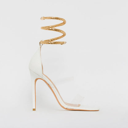 A stylish Snake Rhinestone Stiletto Heels for women. this piece adds a touch of elegance to your outfit - Brinxx Couture